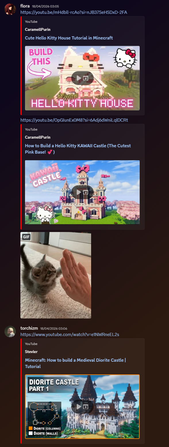 sending some minecraft build videos